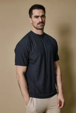 T-shirt uni à rayures oversize