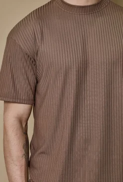 T-shirt uni à rayures oversize