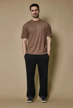 T-shirt uni à rayures oversize