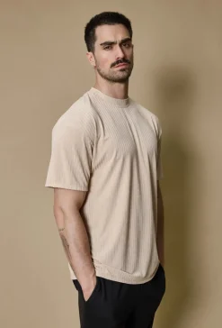 T-shirt uni à rayures oversize