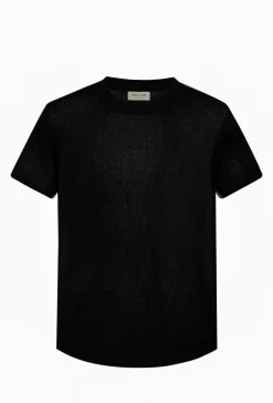 T-shirt uni en maille manches courtes