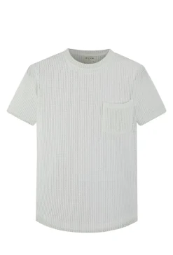 T-shirt uni en maille transparente manches courtes col rond