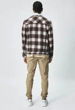 Veste à carreaux avec col mouton