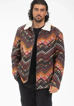 Veste avec un mélange de motifs géométriques colorés