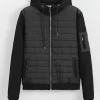 Veste bi matière à capuche ajustable avec lacet