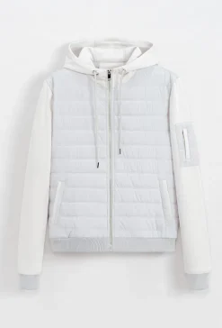 Veste bi matière à capuche ajustable avec lacet