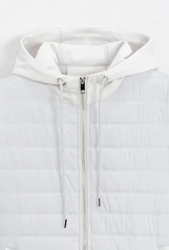 Veste bi matière à capuche ajustable avec lacet