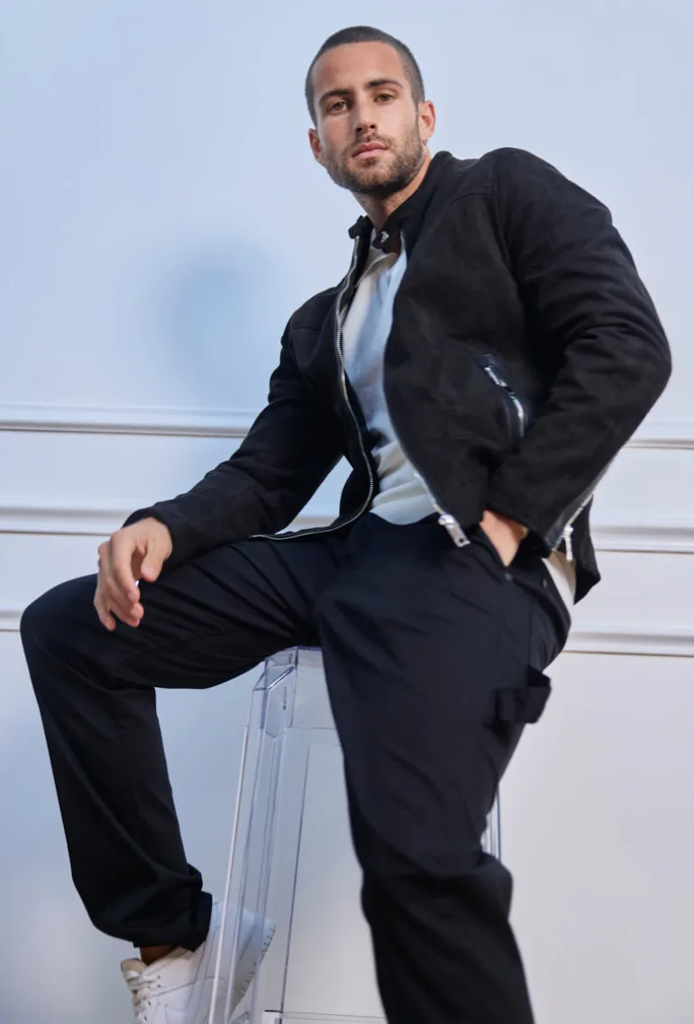 Veste biker simili daim