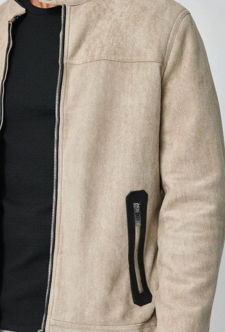 Veste biker simili daim