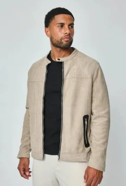 Veste biker simili daim