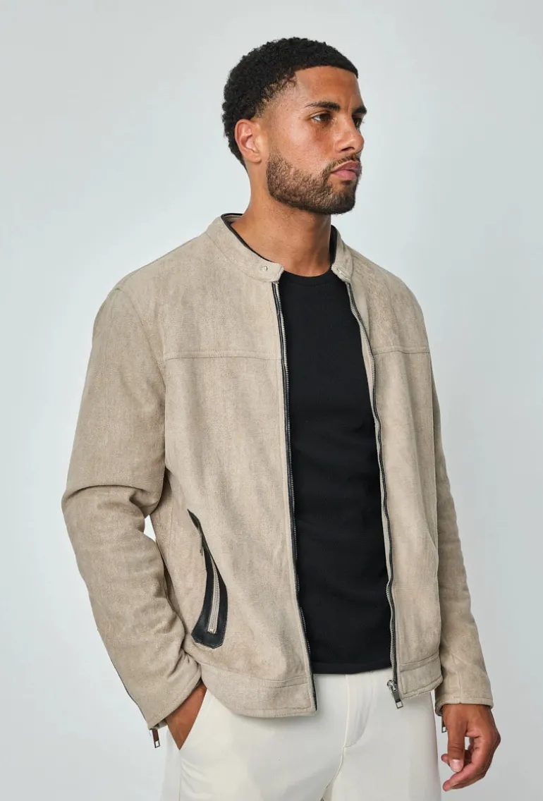 Veste biker simili daim