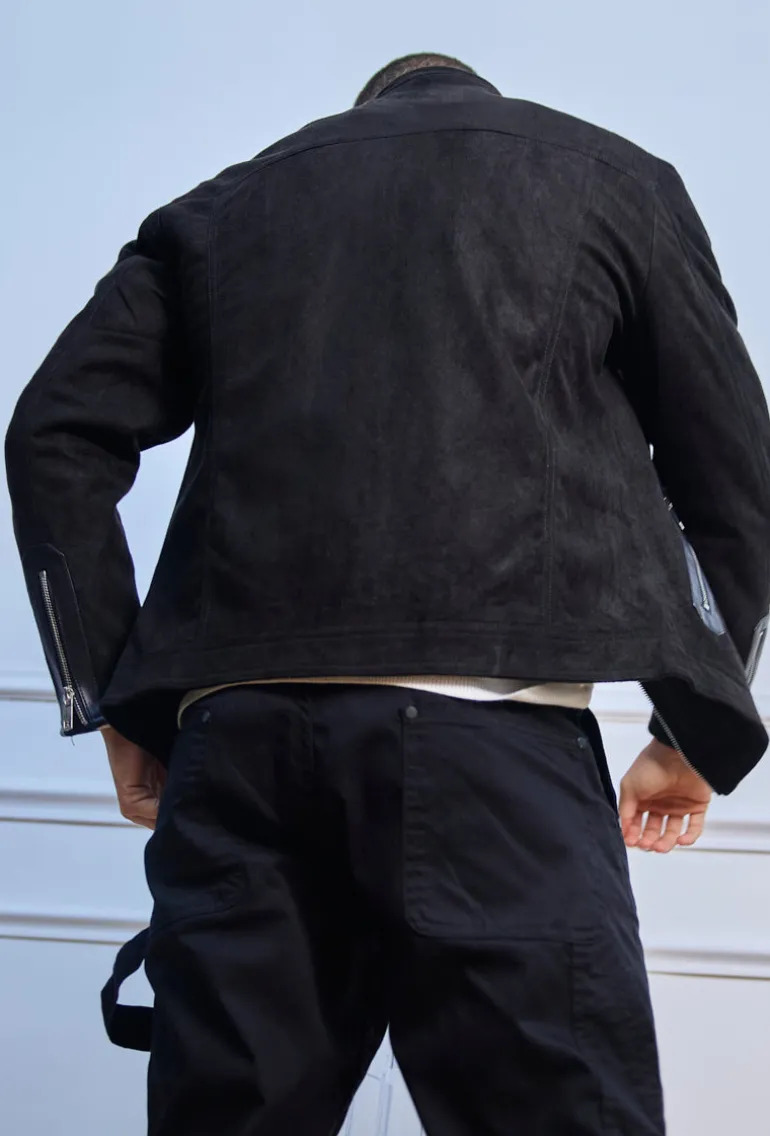 Veste biker simili daim