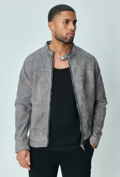 Veste biker simili daim