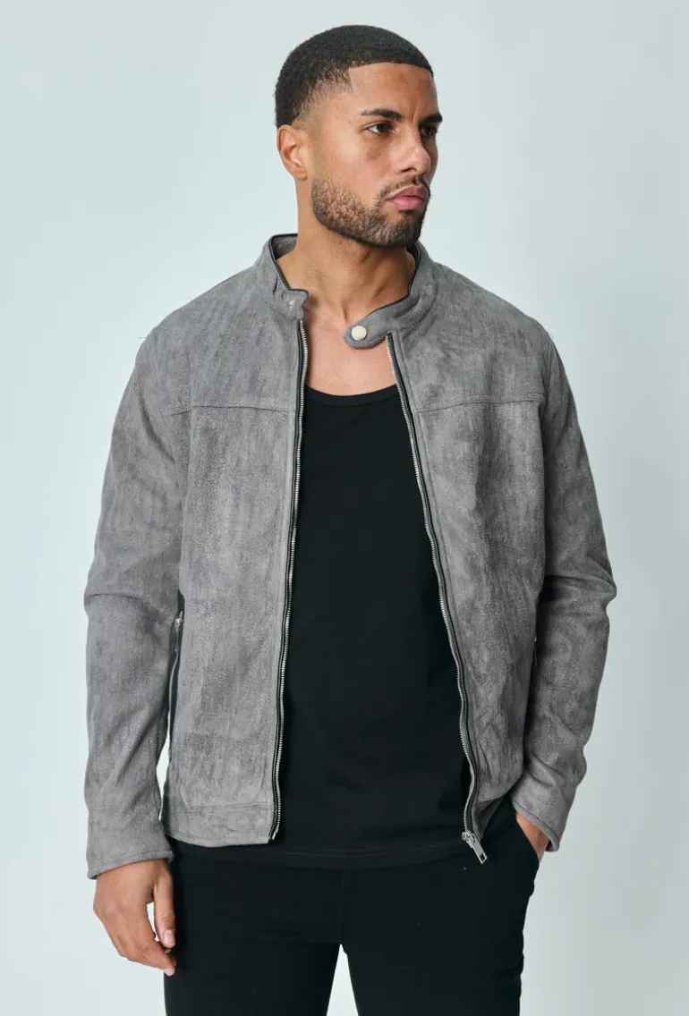Veste biker simili daim