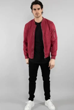 Veste bomber en simili daim