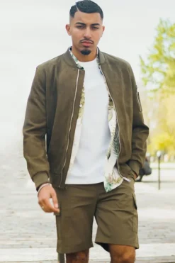 Veste bomber en simili daim