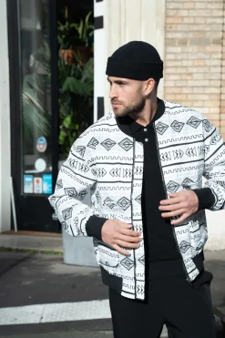 Veste bombers fine à motifs géometriques
