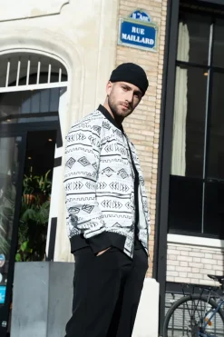 Veste bombers fine à motifs géometriques