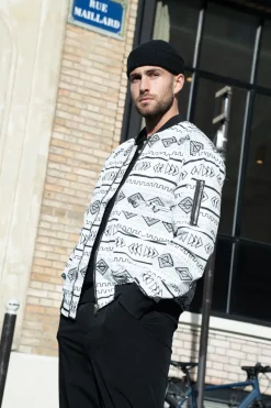 Veste bombers fine à motifs géometriques