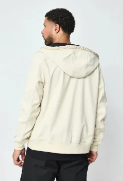 Veste courte unie à capuche polaire