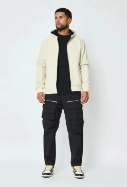 Veste courte unie à capuche polaire