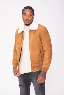 Veste daim avec col mouton