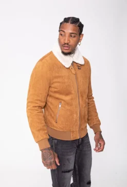 Veste daim avec col mouton