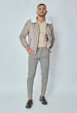Veste daim avec col mouton