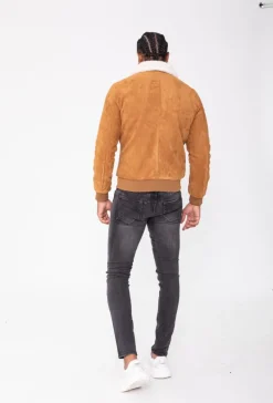Veste daim avec col mouton