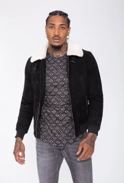 Veste daim avec col mouton