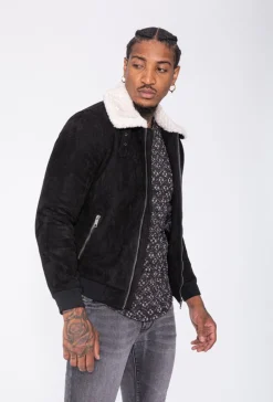Veste daim avec col mouton