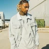 Veste jean col mouton mi-long