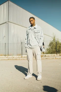 Veste jean col mouton mi-long