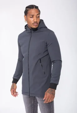 Veste longue zippée avec capuche
