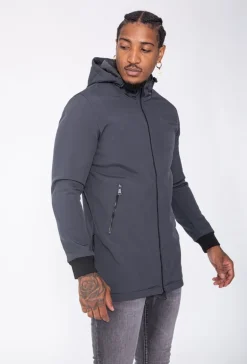 Veste longue zippée avec capuche