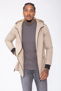 Veste longue zippée avec capuche