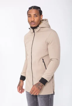 Veste longue zippée avec capuche