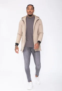 Veste longue zippée avec capuche
