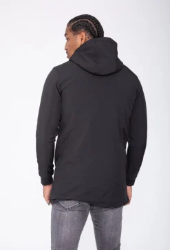 Veste longue zippée avec capuche