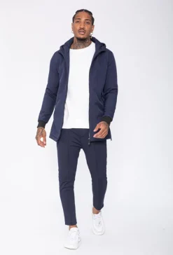 Veste longue zippée avec capuche