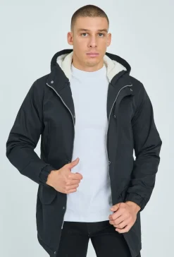 Veste parka milongue à capuche moumoutée