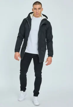 Veste parka milongue à capuche moumoutée