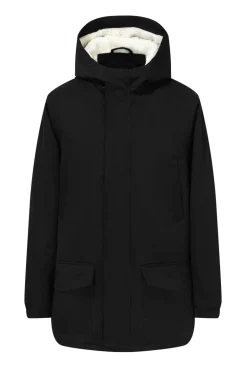Veste parka milongue à capuche moumoutée