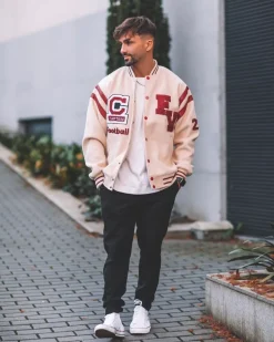 Veste teddy à broderie style americain
