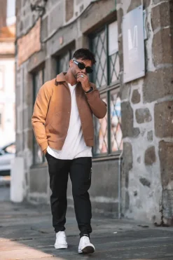 Veste teddy maille à col chemise