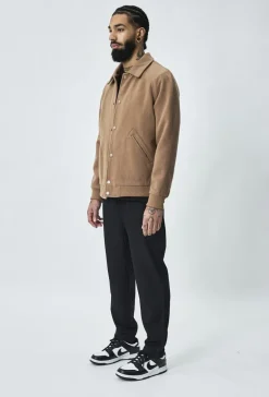 Veste teddy maille à col chemise