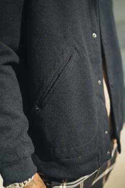 Veste teddy maille à col chemise