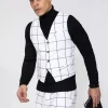 Veste tendance sans manches avec motif à carreaux