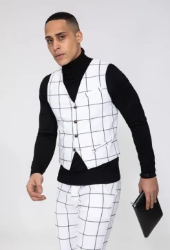 Veste tendance sans manches avec motif à carreaux