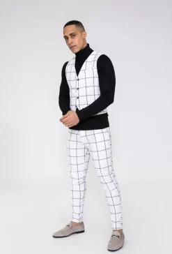 Veste tendance sans manches avec motif à carreaux